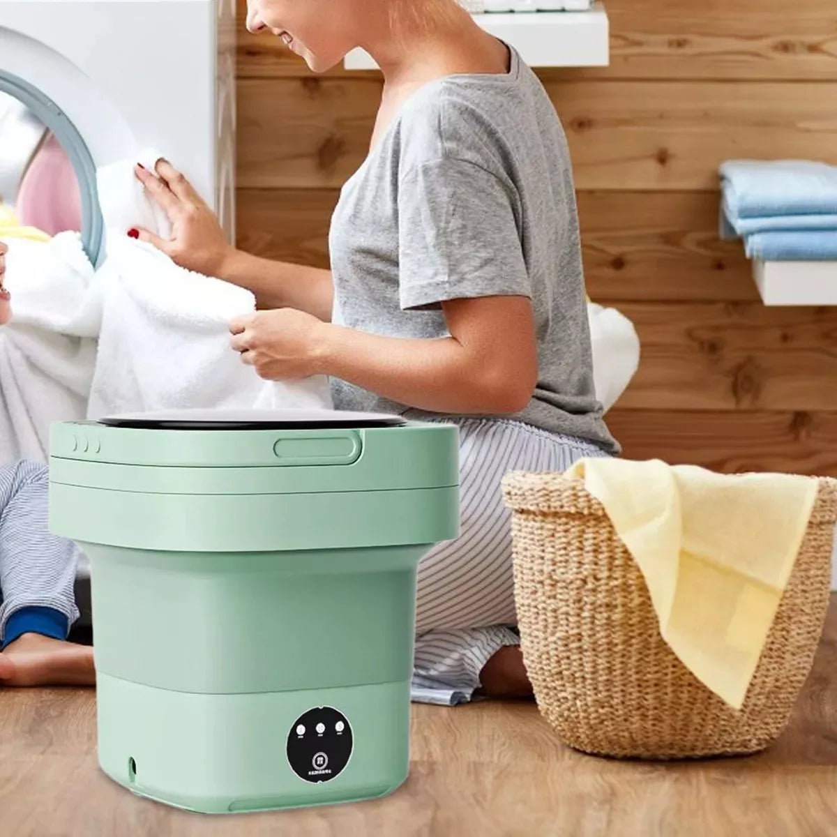 Mini Máquina de Lavar Roupa Portátil – Compacta, Potente e Perfeita para Pequenos Espaços